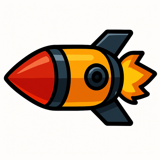 jetpack joyride style missile, horizontally facing left.
In-Game asset.  2d.  High contrast.  No shadows