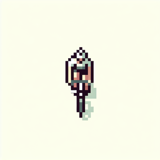 cyclist seen from the top. bird-eye perspective. pixelated. 8 bit.
Single Game Texture. In-Game asset. 2d. Blank background. High contrast. No shadows.