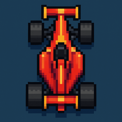 Vertical pixel racing car..
In-Game asset.  2d.  High contrast.  No shadows