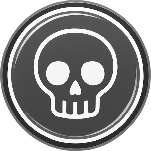 bir düğme ama içinde kurukafa .işareti olsun şeffaf.
In-Game asset.  2d.  High contrast.  No shadows