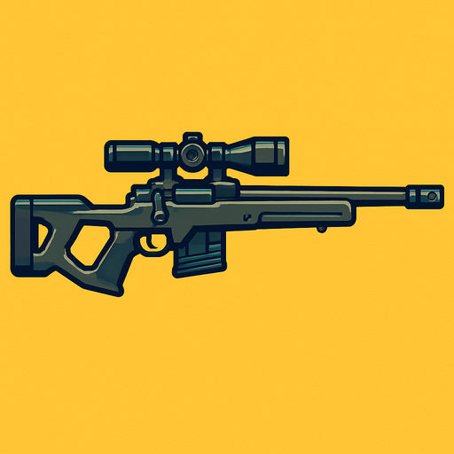 Sniper rifle rotated 90 degrees.
In-Game asset.  2d.  High contrast.  No shadows