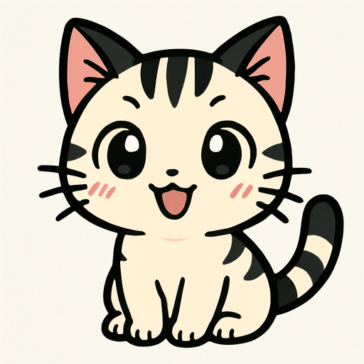 A cute manga style cat.
In-Game asset.  2d.  High contrast.  No shadows