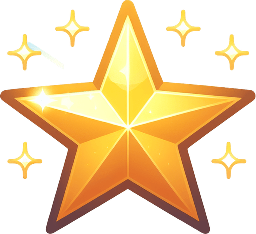 A shining star.
Single Game Texture.  In-Game asset.  2d.  Blank background.  High contrast.  No shadows