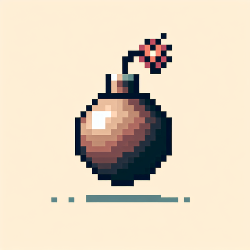 bomb, pixel style, retro.
Single Game Texture.  In-Game asset.  2d.  Blank background.  High contrast.  No shadows