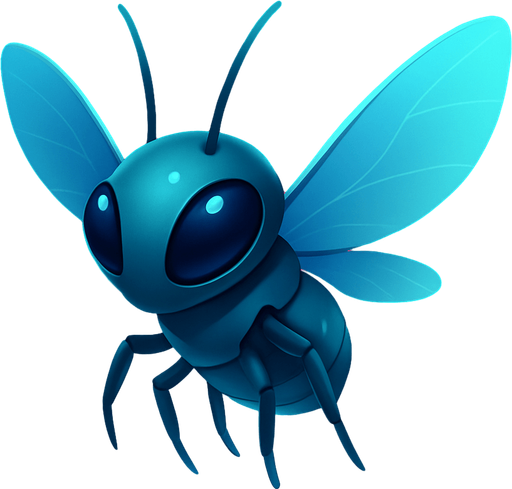 Front-facing icon, Fullscreen modern App Store art style with futuristic small flying alien bug
, 16:9, high definition.  No text captions!