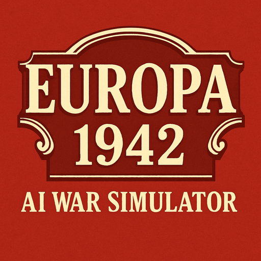 una imagen con un titulo (EUROPA 1942:AI WAR SIMULATOR) CON EL ESTILO DE VICTORIA 2.
In-Game asset.  2d.  High contrast.  No shadows