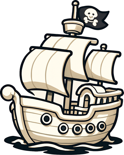 3d pixar tarzı korsan gemisi beyaz renk.
In-Game asset.  2d.  High contrast.  No shadows