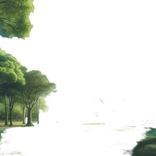 Photorealistic real bluesky. Looking from an empty park