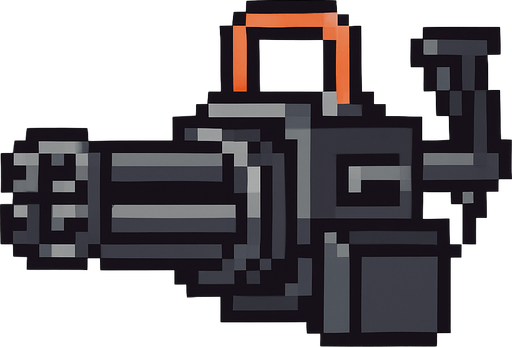 Let there be a mini machine gun and let this gun be pixel shaped.
In-Game asset.  2d.  High contrast.  No shadows