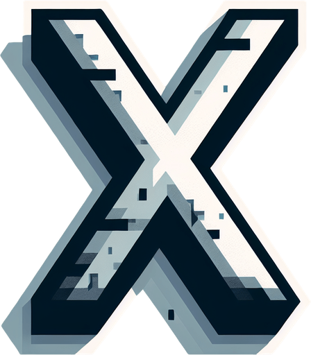 the letter x.
Single Game Texture. In-Game asset. 2d. Blank background. High contrast. No shadows.