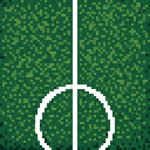 pixelart grass texture low quality. have soccer field half center circle at bottom.
In-Game asset.  2d.  High contrast.  No shadows