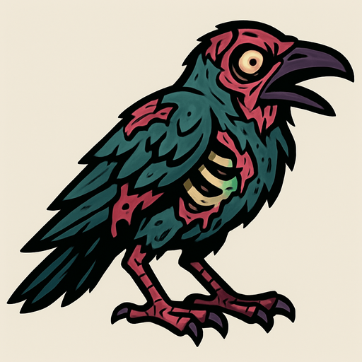 Zombie crow.
In-Game asset.  2d.  High contrast.  No shadows
