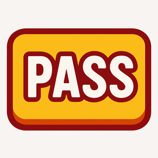 A button that says pass.
In-Game asset.  2d.  High contrast.  No shadows