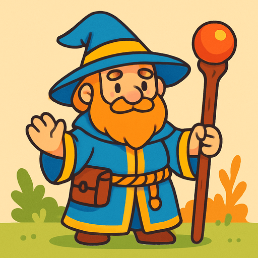 friendly wizard. rpg. 2d. no shadows.