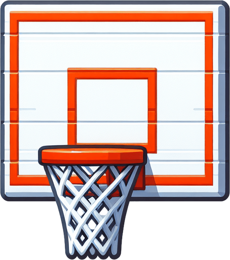 basketbol potası.
Single Game Texture. In-Game asset. 2d. Blank background. High contrast. No shadows.