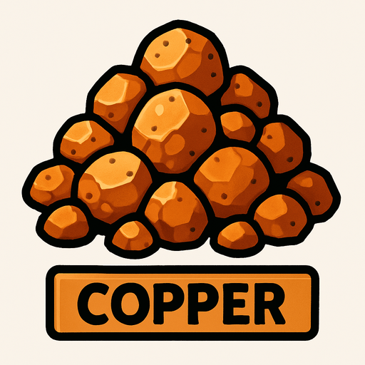 Copper.
In-Game asset.  2d.  High contrast.  No shadows