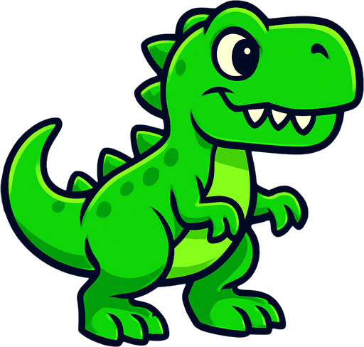 Bir dinazor oluştur yeşil.
In-Game asset.  High contrast.  No shadows