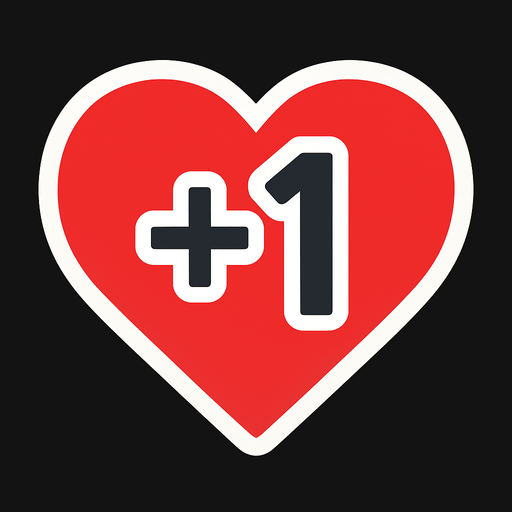 1+ up heart icon.
In-Game asset.  2d.  High contrast.  No shadows