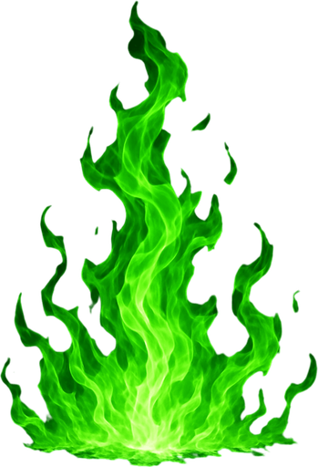 I want a ultimate green fire.
In-Game asset.  High contrast