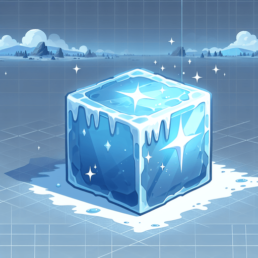 An ice cube.
Single Game Texture. In-Game asset. 2d. Blank background. High contrast. No shadows.