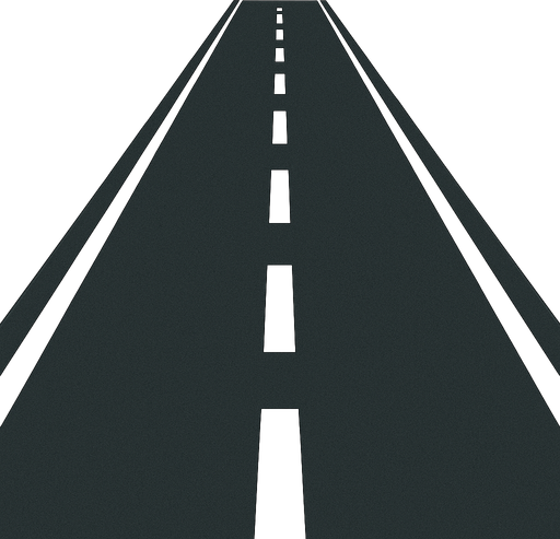 4 şeritli beyaz aralıkli çizgili uzun yol.
In-Game asset.  2d.  High contrast.  No shadows