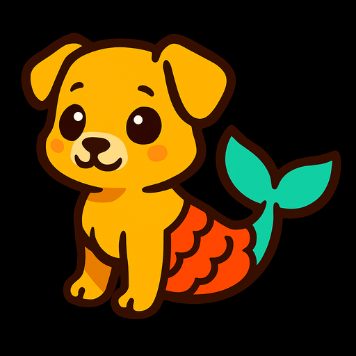 Chiot sirène.
In-Game asset.  2d.  High contrast.  No shadows