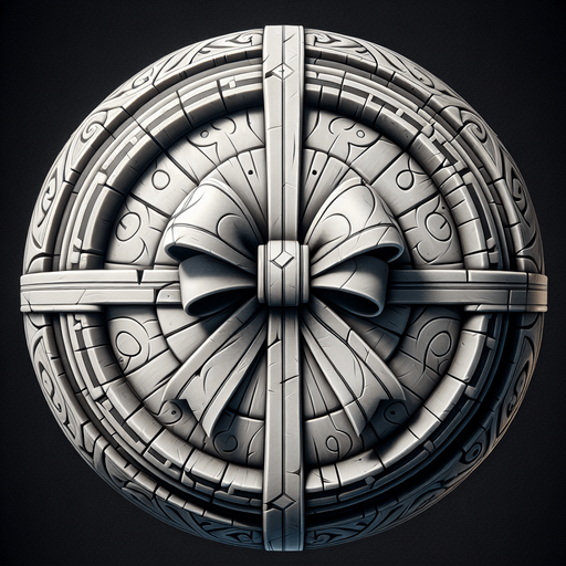 Top view of a round gift box with a ribbon Single Game Texture. In-Game asset. 2d. Blank background. High contrast. No shadows.