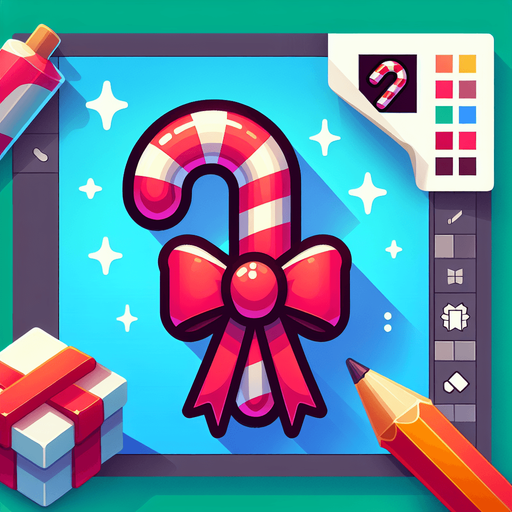 Candy cane, vivid colours. with bow on top Single Game Texture. In-Game asset. 2d. Blank background. High contrast. No shadows. Single Game Texture. In-Game asset. 2d. Blank background. High contrast. No shadows.