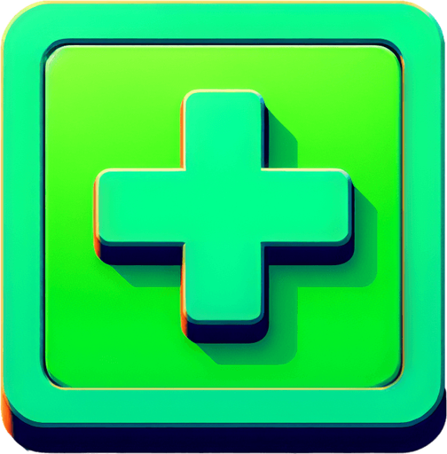 square green  box with + inside.
Single Game Texture. In-Game asset. 2d. Blank background. High contrast. No shadows.