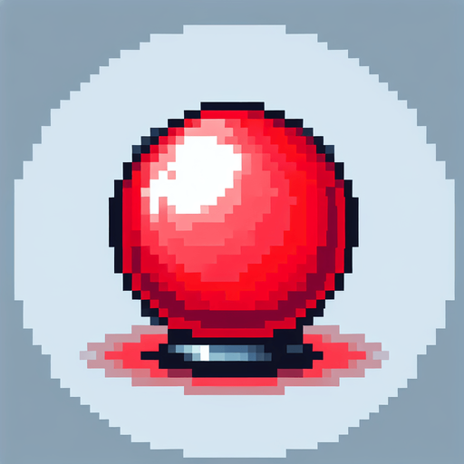 8-bit pixelated red round LED circle.
Single Game Texture. In-Game asset. 2d. Blank background. High contrast. No shadows.