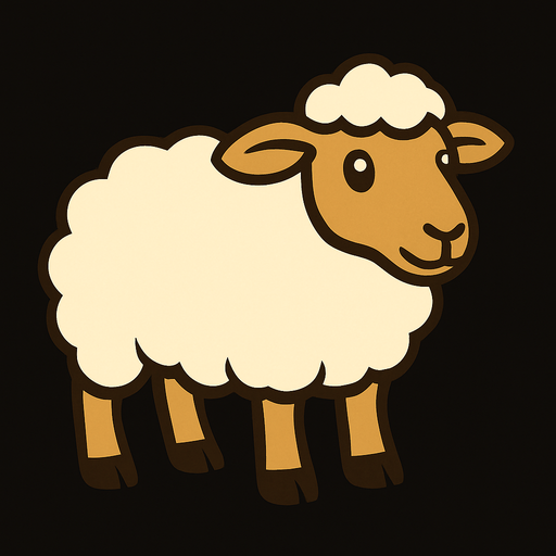 sheep with black background.
In-Game asset.  2d.  High contrast.  No shadows