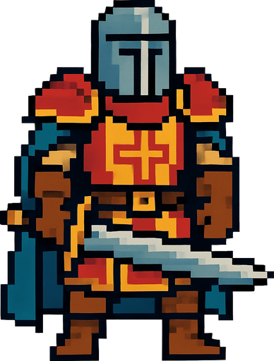 dame un personaje inspirado en la era medieval.
In-Game asset.  2d.  High contrast.  No shadows