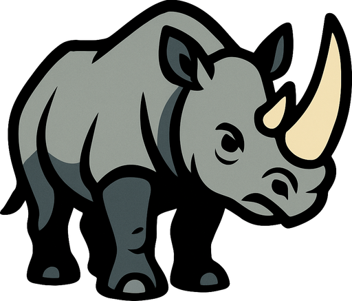 Rhino.
In-Game asset.  2d.  High contrast.  No shadows