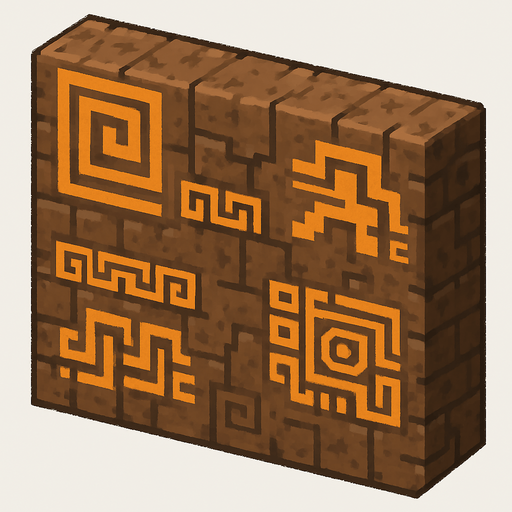 Generame un muro pixelar de tierra isometrico con aptornes aztecas.
In-Game asset.  2d.  High contrast.  No shadows