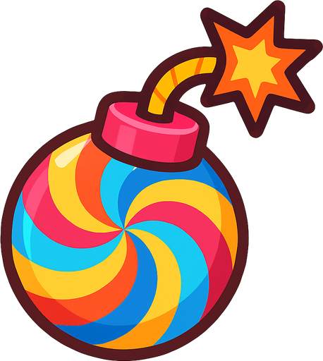candy bomb.
In-Game asset.  2d.  High contrast.  No shadows