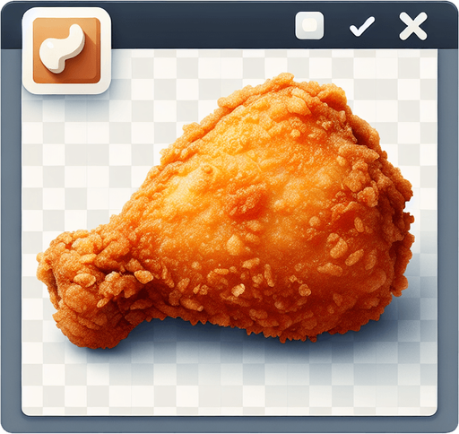 A fried chicken thigh icon Single Game Texture. In-Game asset. 2d. Blank background. High contrast. No shadows.