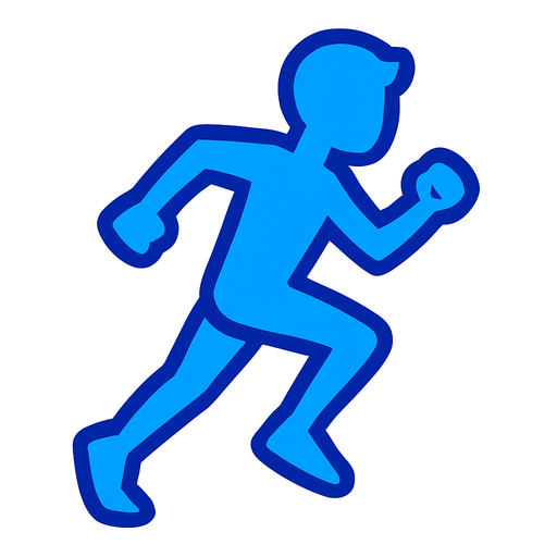 blue runner running.
In-Game asset.  2d.  High contrast.  No shadows