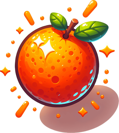 Orange.
In-Game asset.  2d.  Blank background.  No shadows