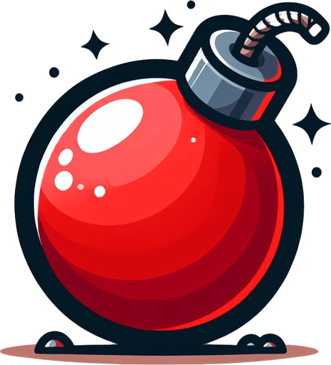 red bomb.
Single Game Texture. In-Game asset. 2d. Blank background. High contrast. No shadows.