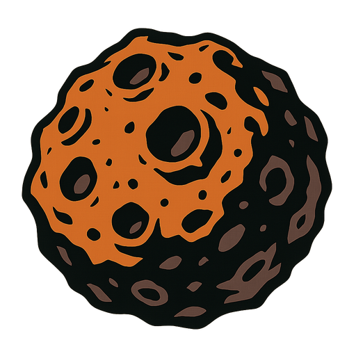 asteroid.
In-Game asset.  2d.  High contrast.  No shadows