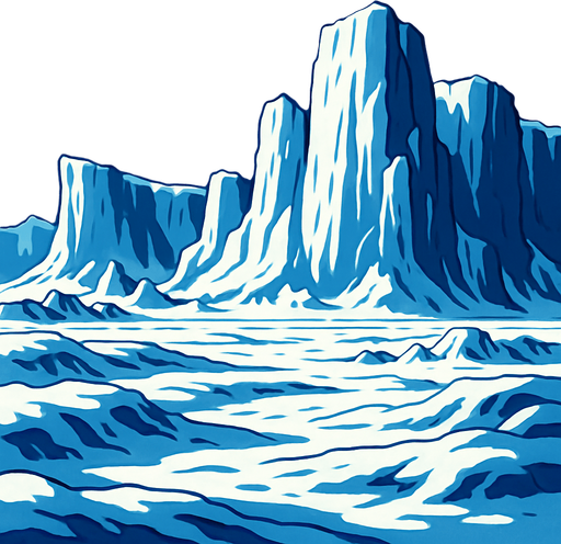 Gigantic ice tundra.
In-Game asset.  2d.  High contrast.  No shadows
