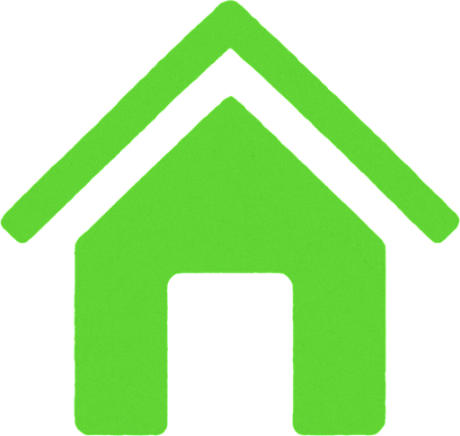 uN SIMBOLO verde de una casita, para el menu de volver al menu principal. sin letras.
In-Game asset.  2d.  High contrast.  No shadows