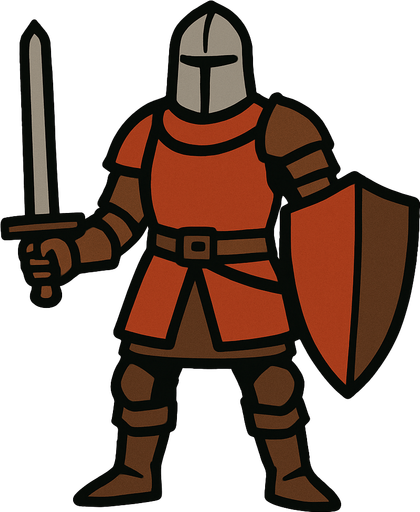 Ortaçağ dönemi savaşçı.
In-Game asset.  2d.  High contrast.  No shadows