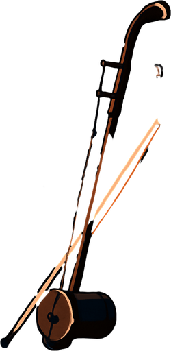 A traditional Chinese courtyard with lanterns, pagodas, and cherry blossoms. Add a calm evening vibe for the Erhu instrument..
In-Game asset.  2d.  High contrast.  No shadows