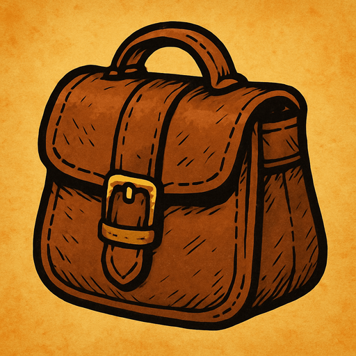 deri çanta.
In-Game asset.  2d.  High contrast.  No shadows