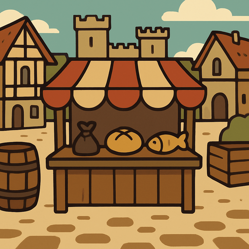 medieval basic city trade ui background.
In-Game asset.  2d.  High contrast.  No shadows