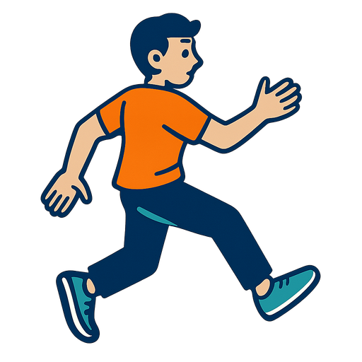 A person running backwards.
In-Game asset.  2d.  High contrast.  No shadows