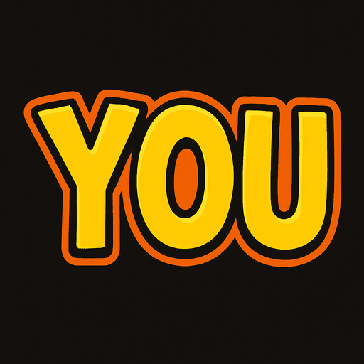 YOU yazısını yaz.
In-Game asset.  2d.  High contrast.  No shadows