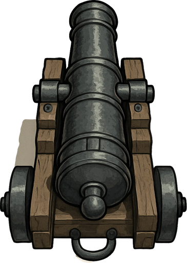 17. century grey cannon for seaside only naked shooting cannon topdownlook medieval-semirealistic,.
In-Game asset.  2d.  High contrast.  No shadows