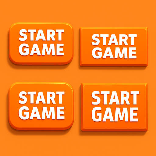 Pack of different rectangle button of "START GAME" the two words on one line, orange button with white text
In-Game asset.  High contrast.  No shadows. 3D